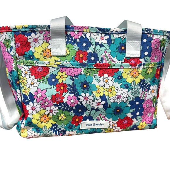Vera Bradley Far Out Floral Tote Double Handle Organizer Handbag Purse Bag - Picture 1 of 16